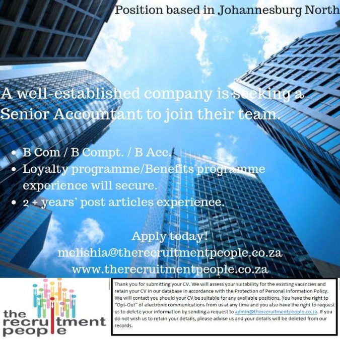 A wellestablished company in the North of Johannesburg is